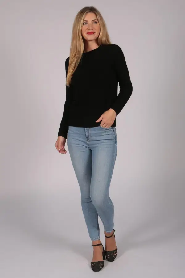 Black Crew Neck Sweater 100% Cashmere
