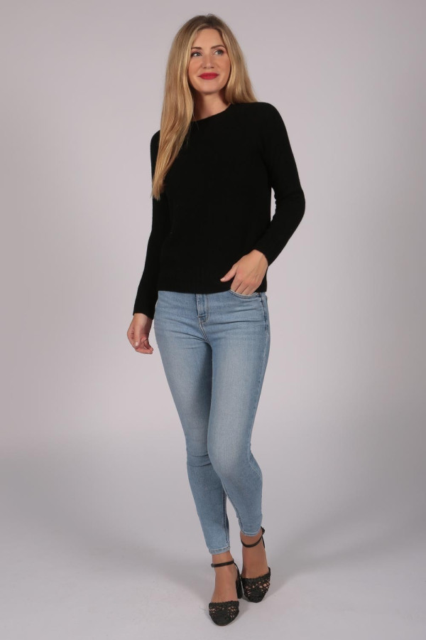 Black Crew Neck Sweater 100% Cashmere