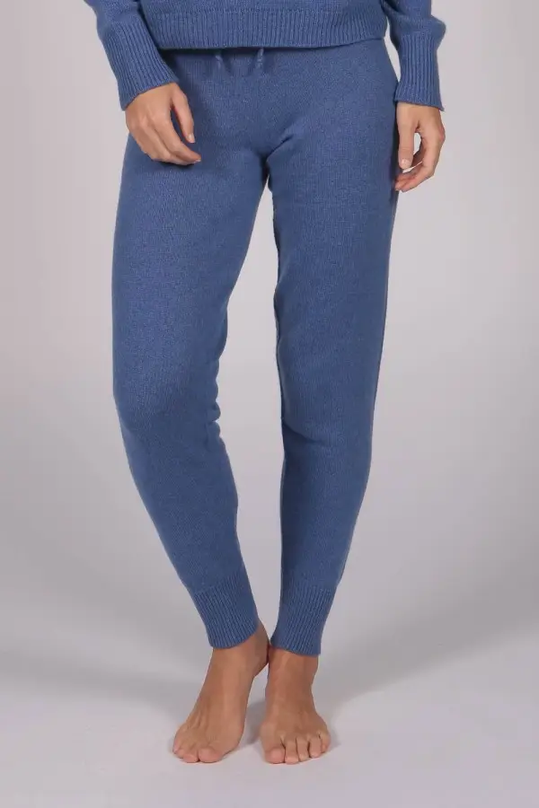 Ladies Cashmere Joggers Pants in light blue