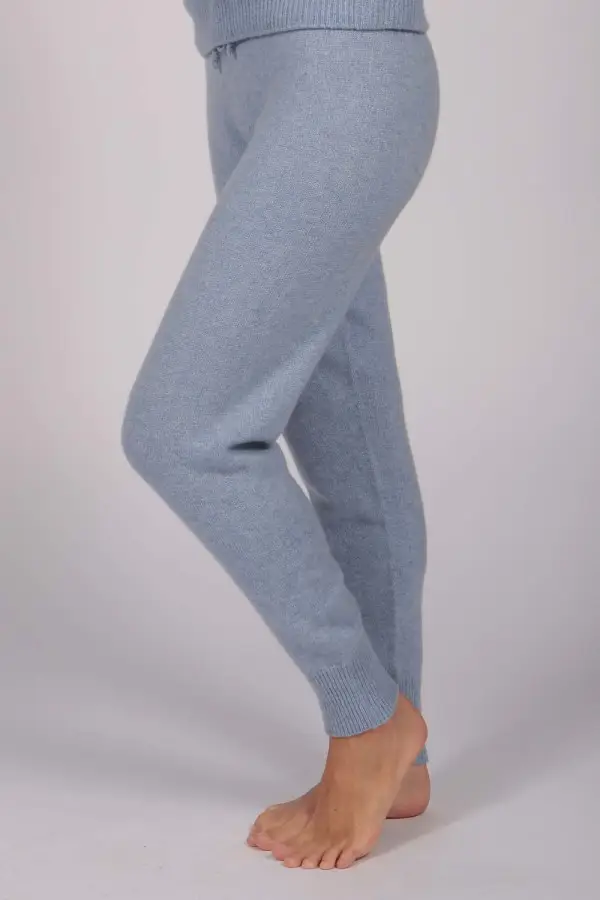 Women's Pure Cashmere Joggers Pants in Light Blue