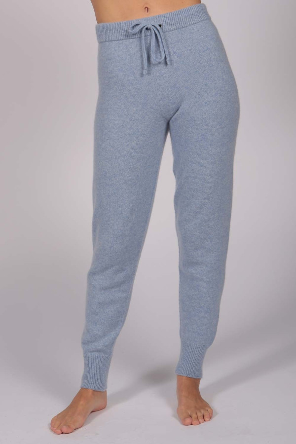 Jogginghose aus reinem Kaschmir für Frauen in hellblau