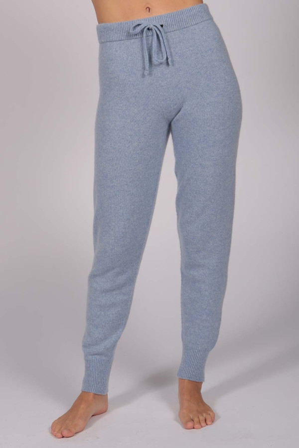 Ladies Cashmere Joggers Pants in light blue | Italy in Cashmere UK