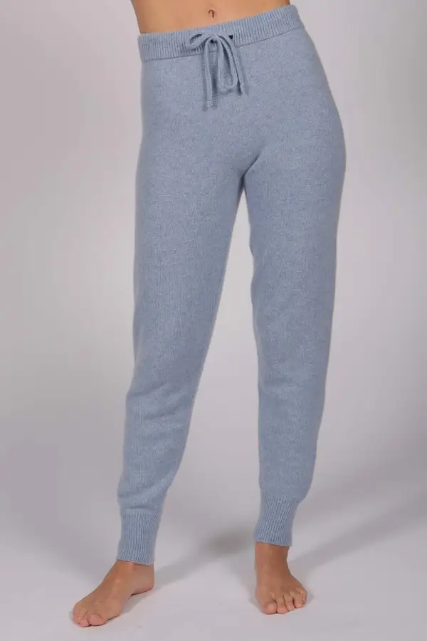 Women's Pure Cashmere Joggers Pants in Light Blue