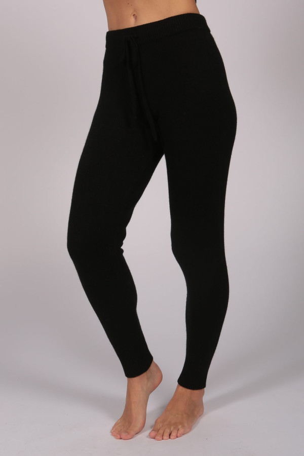Women's Pure Cashmere Joggers Pants in Black