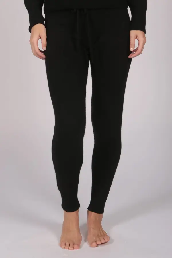 Women's Pure Cashmere Joggers Pants in Black