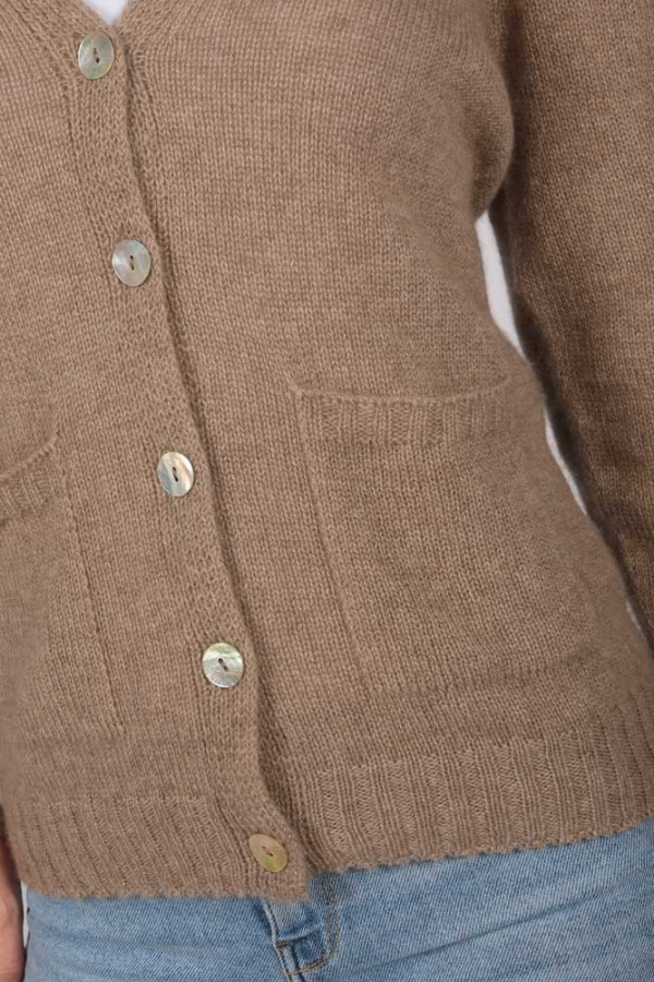 Kaschmir-Cardigan-Pullover in kamelbraun