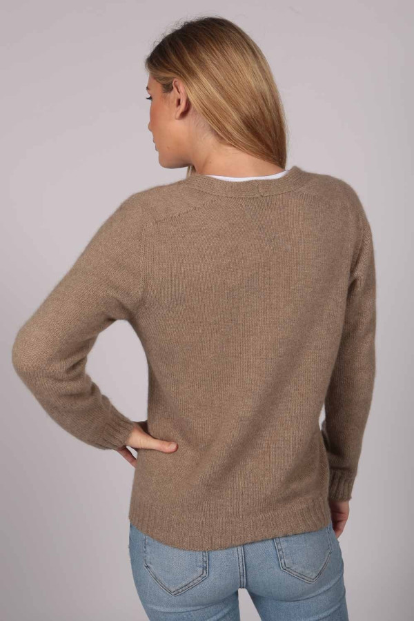 Kaschmir-Cardigan-Pullover in kamelbraun