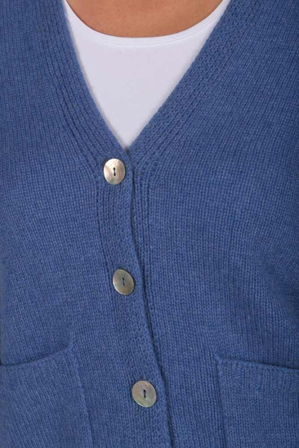 Kaschmir-Cardigan-Pullover in singrünblau