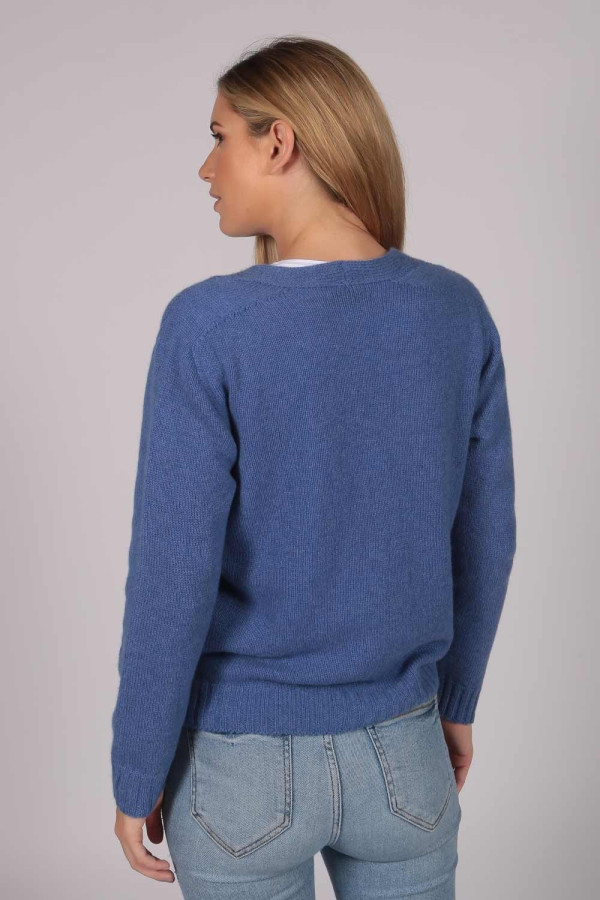 Kaschmir-Cardigan-Pullover in singrünblau