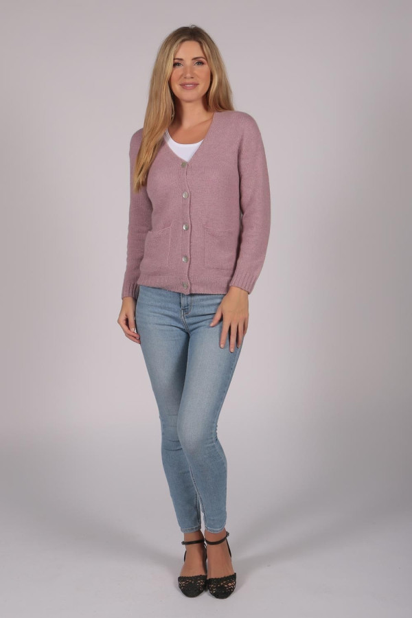 Kaschmir-Cardigan-Pullover in antike Rose