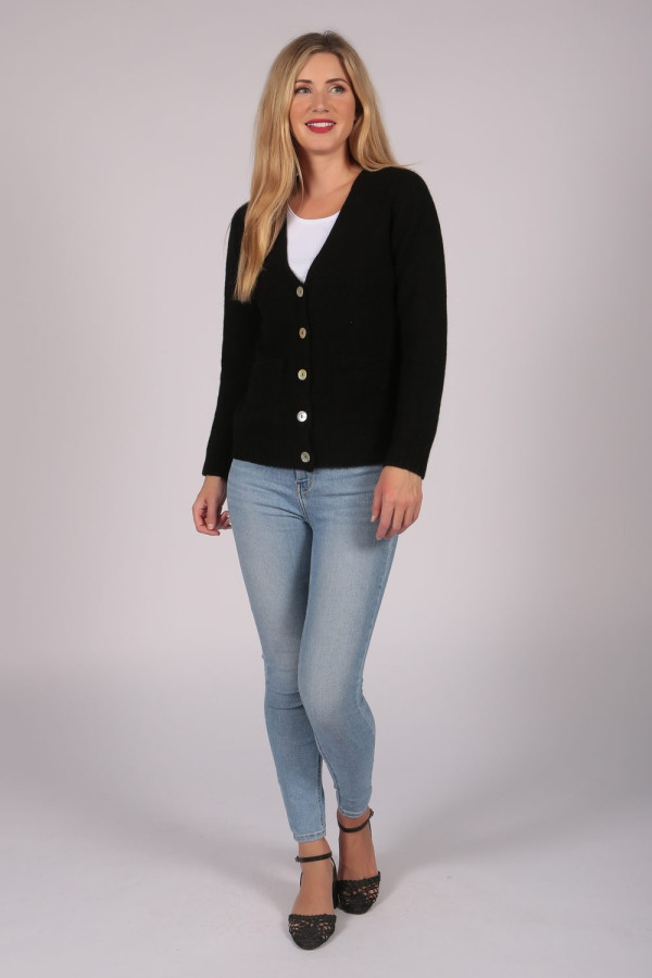 Cashmere Cardigan Jumper in Black