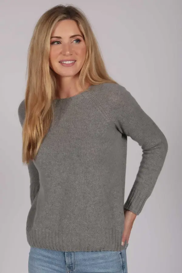 Light Grey Crew Neck Sweater 100% Cashmere
