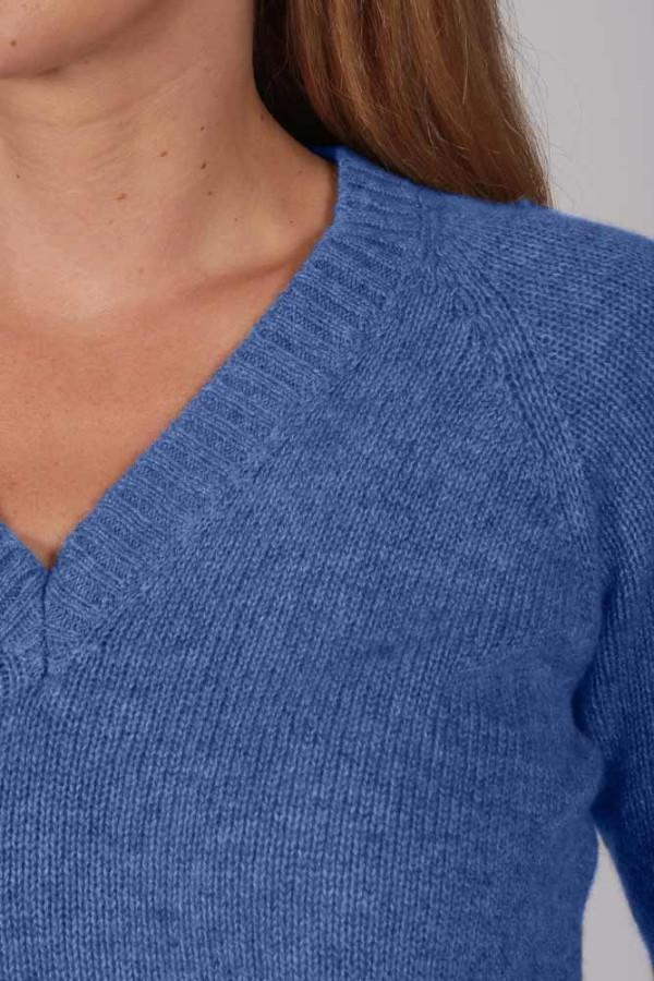 Periwinkle Blue V-Neck Cashmere Sweater