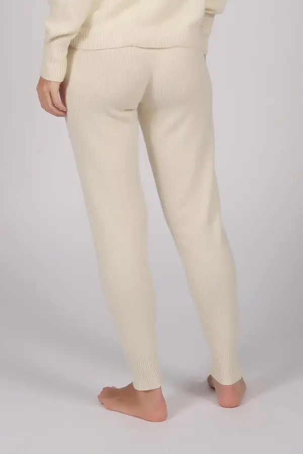 Women's Pure Cashmere Joggers Pants in Cream White