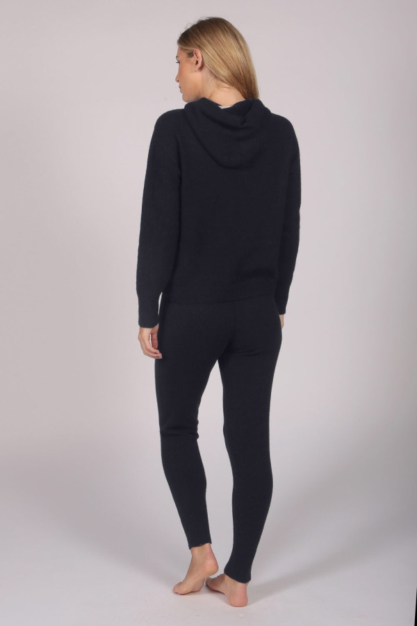 Navy Blue 100% Cashmere Hoodie for Women