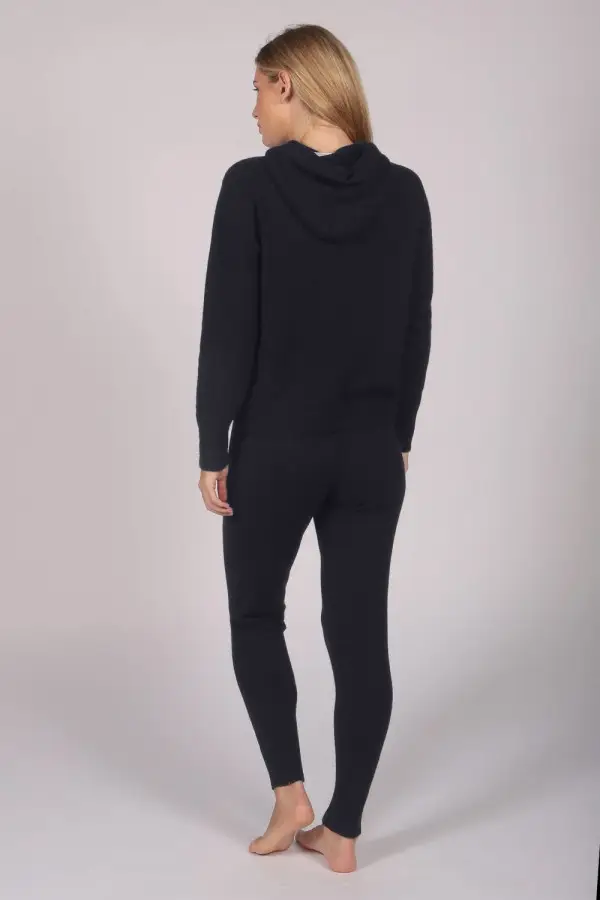 Navy Blue 100% Cashmere Hoodie for Women