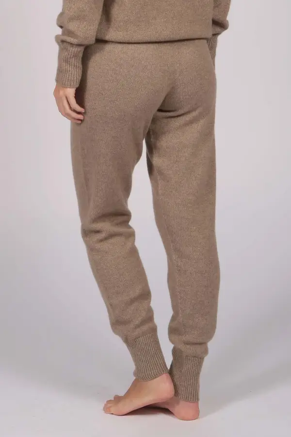 Women's Pure Cashmere Joggers Pants in Camel Brown