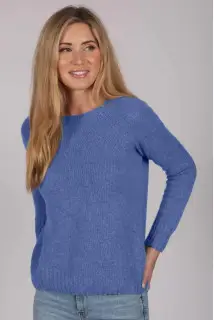 Periwinkle Blue Crew Neck Sweater 100% Cashmere