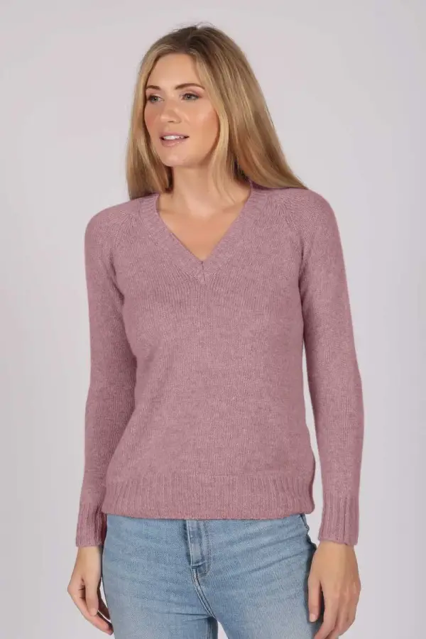 Antique Pink V-Neck Cashmere Sweater