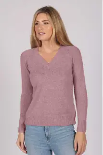 Antique Pink V-Neck Cashmere Sweater