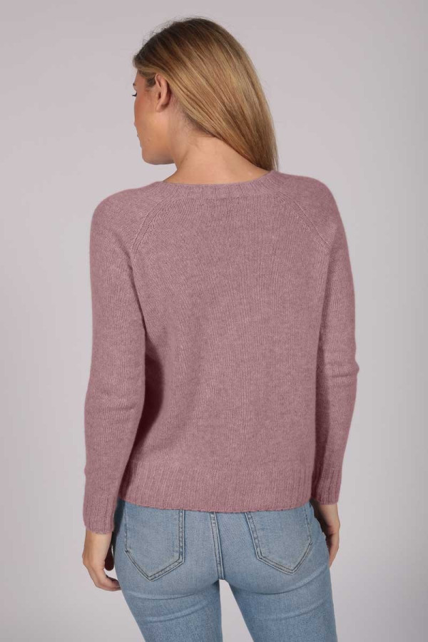 Pullover antike Rose mit Rundhalsausschnitt 100 % Kaschmir