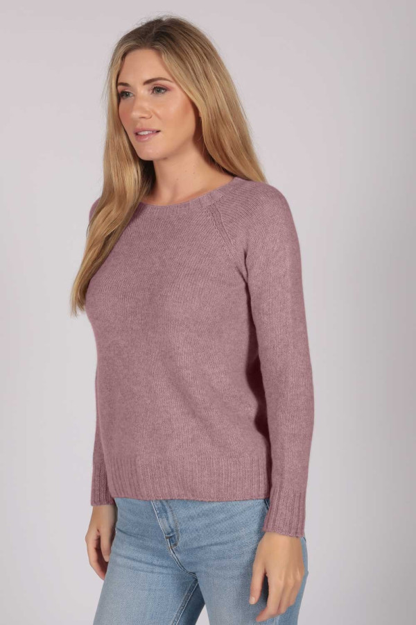 Antique Pink Crew Neck Sweater 100% Cashmere