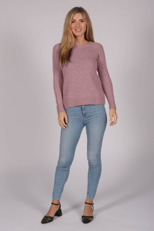 Antique Pink Crew Neck Sweater 100% Cashmere