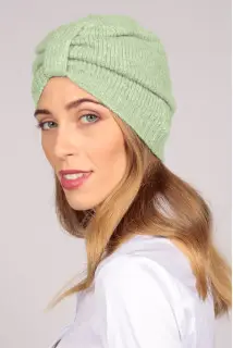 Turbante in cashmere color verde salvia