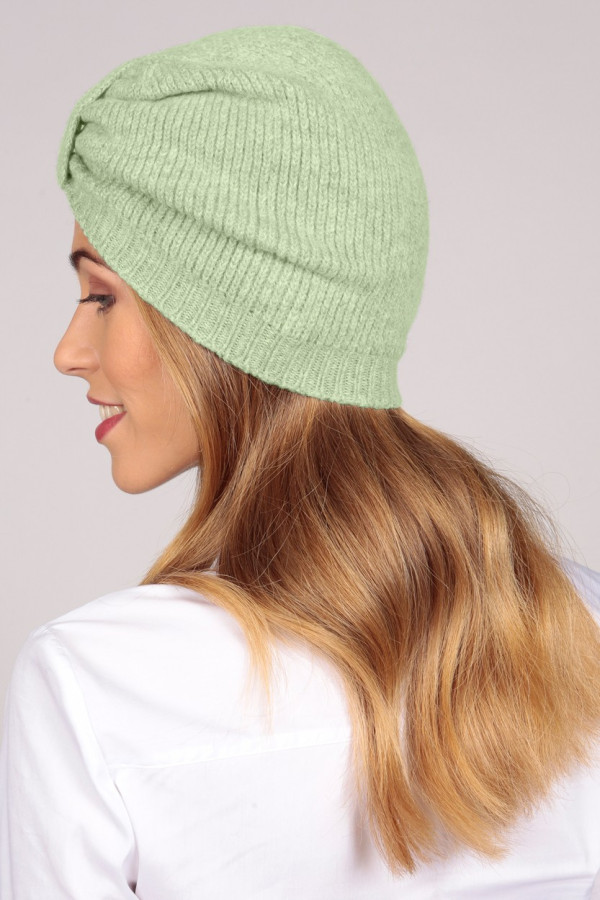 Turban en cachemire vert sauge
