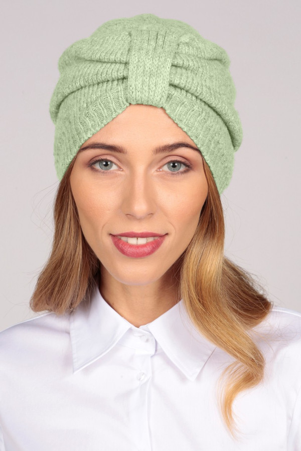 Turban en cachemire vert sauge