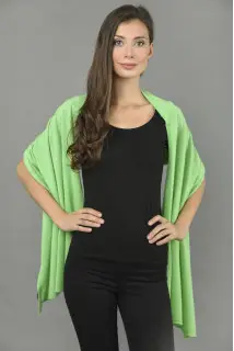 Knitted Pure Cashmere Wrap in Acid Green
