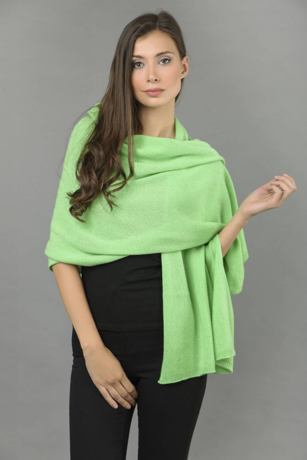 Stola grande in puro cashmere Verde Acido