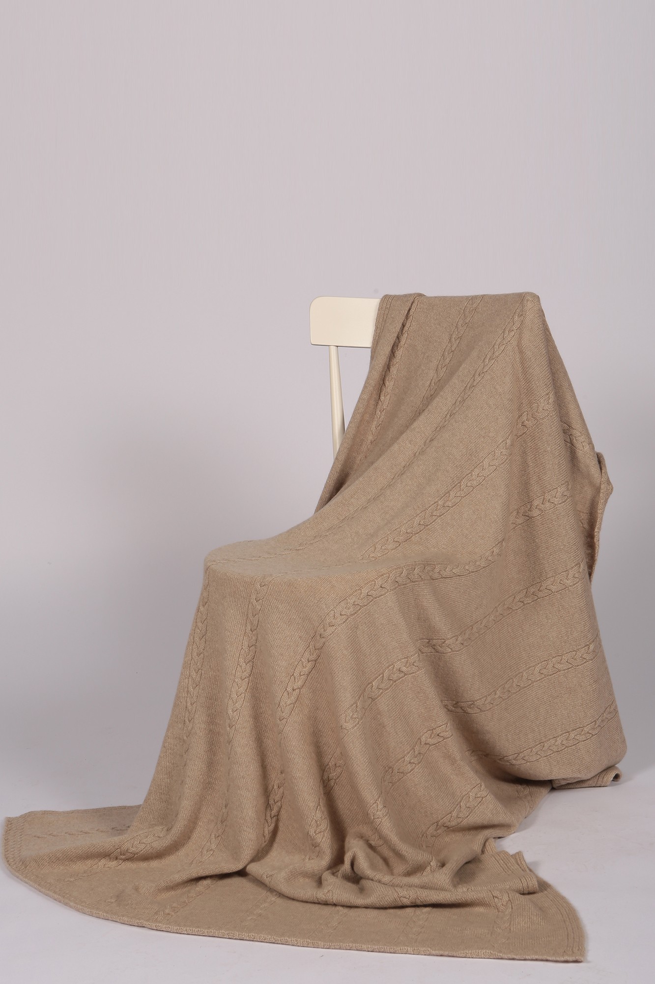 Luxury Pure Cashmere Plain and Cable Knit Blanket Throw