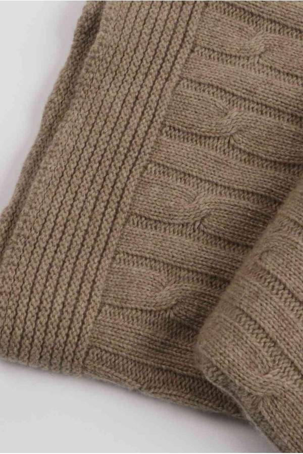 Plaid coperta in maglia a treccia di puro cashmere