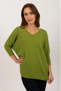 Maglia a maniche corte in puro cashmere in verde lime