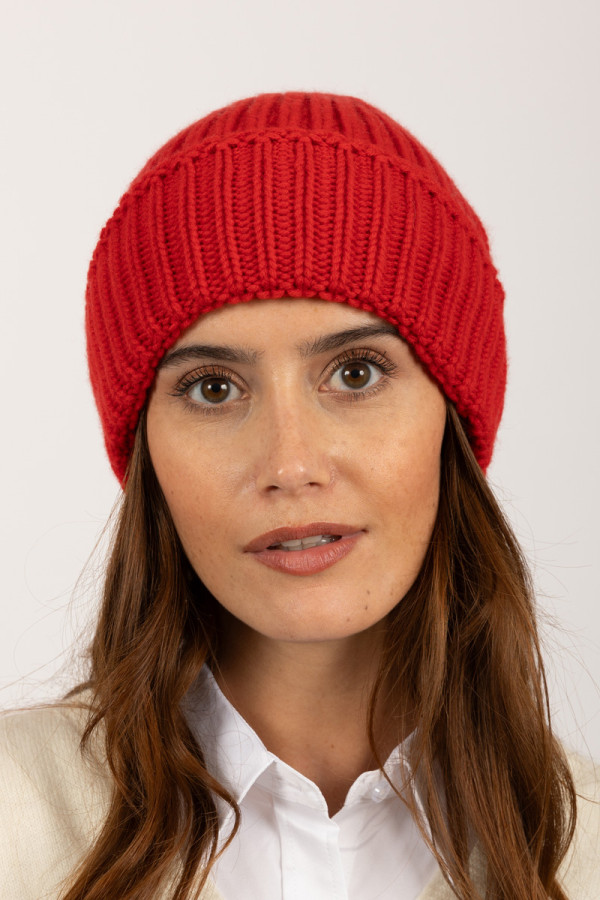 Bonnet en cachemire épais en Rouge