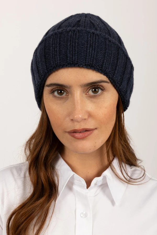 Bonnet en cachemire côtelé épais en [couleur]