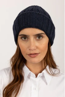 Gorro Beanie de Cachemira Gruesa y con Costuras en azul denim