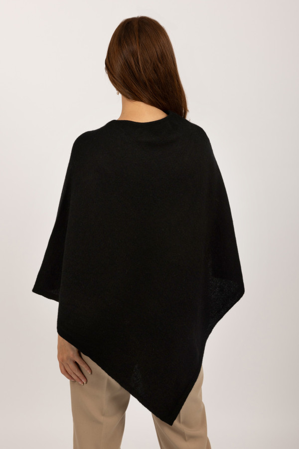 Poncho de Cachemira con Cuello en V en negro