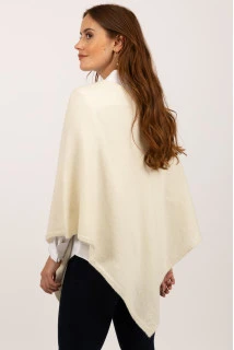 V-Shaped Boat Neck Cashmere Poncho in Cream White