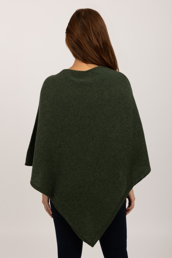 Poncho de Cachemira con Cuello en V verde militar