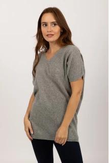 Pure Cashmere short sleeve slip over jumper in light grey