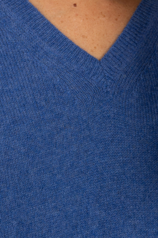 Pullover à manches courtes en cachemire pur bleu pervenche