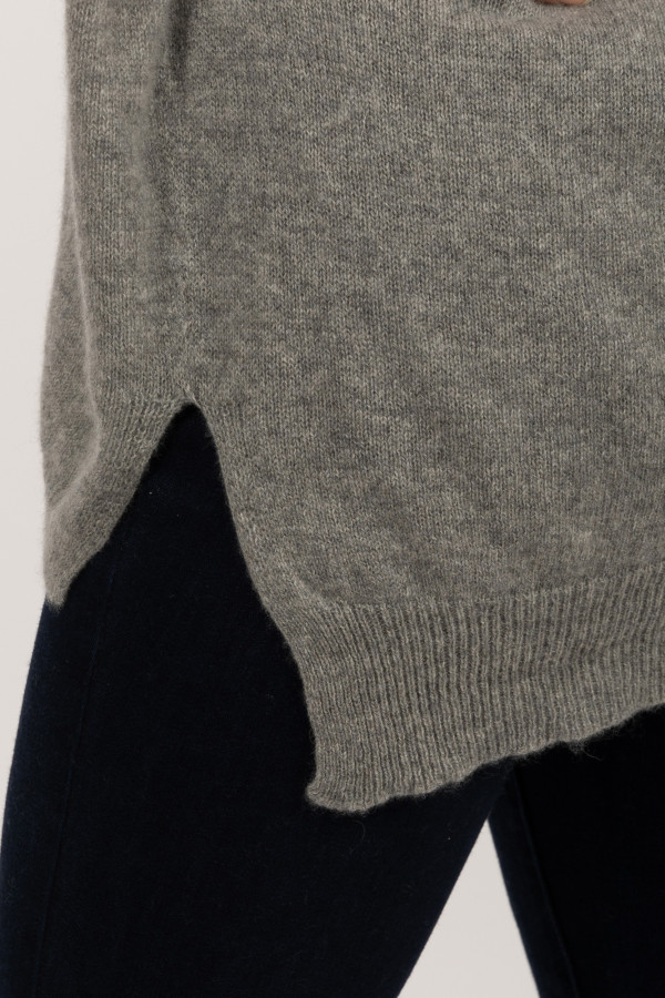 Jersey de manga corta de Cachemira pura en gris claro