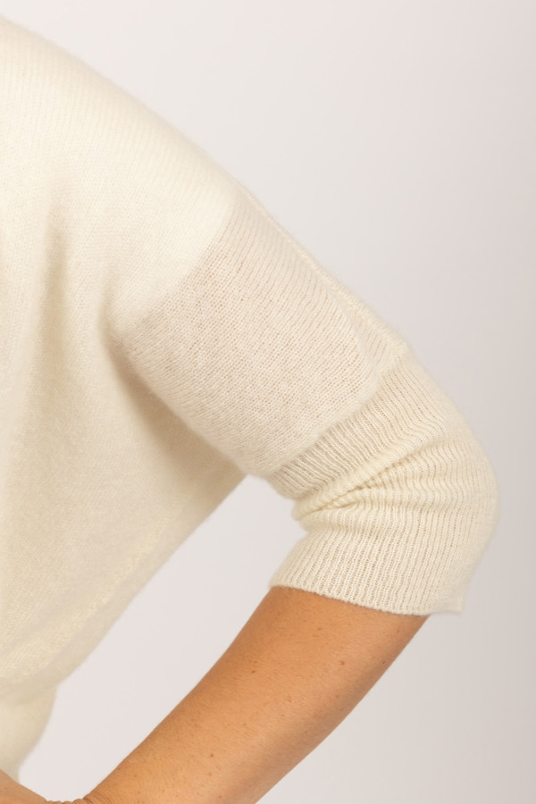 Pure Cashmere short sleeve jumper in cream white