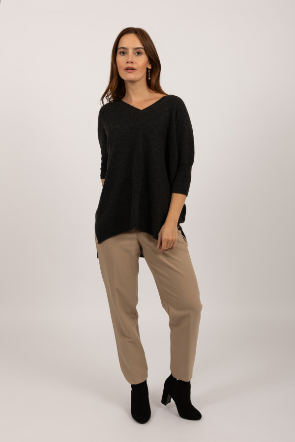 Pure Cashmere short sleeve jumper in Black