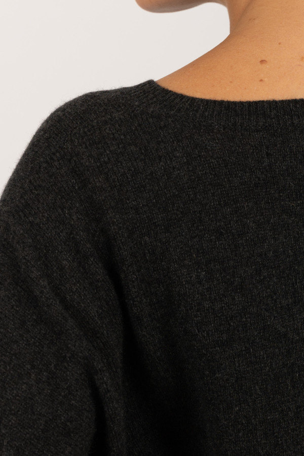 Pullover à manches courtes en cachemire pur noir