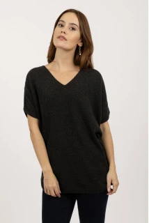 Maglioncino a maniche corte in cashmere puro grigio antracite