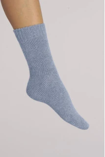 Kaschmir-Bettsocken in hellblau Glattgestrickt