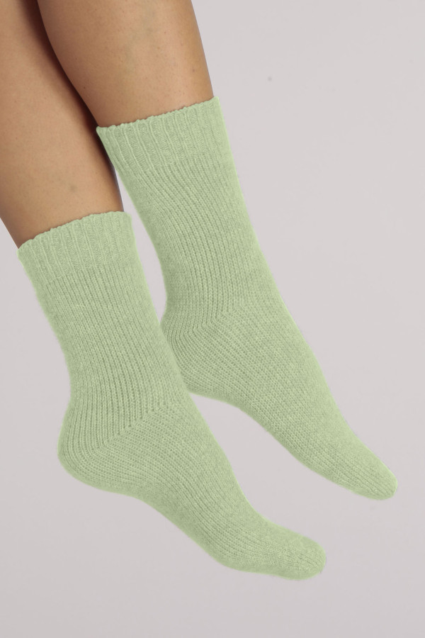 Chaussette en cachemire pure vert sauge